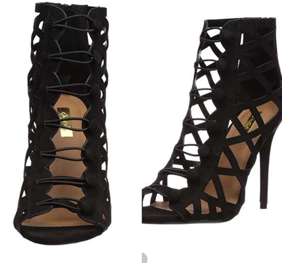 New In Box Black Strappy Suede Heels 8 Paid $167 - Picture 7 of 8